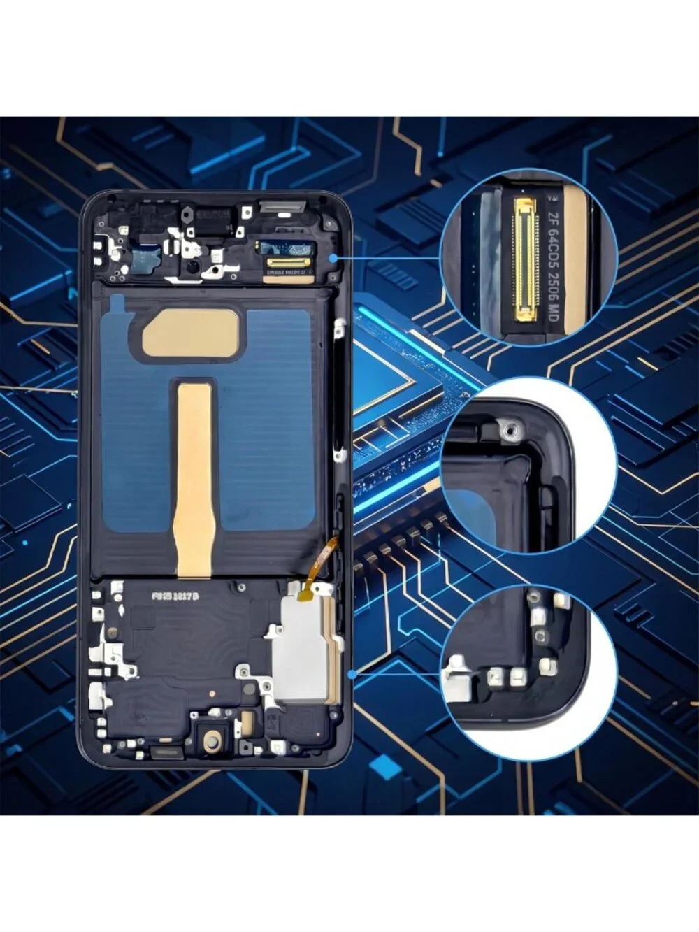 Samsung Galaxy S22 Plus Screen Replacement with Frame - Black, Easy Install